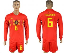 Wholesale Cheap Belgium #6 Tielemans Red Home Long Sleeves Soccer Country Jersey