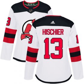 Wholesale Cheap Adidas Devils #13 Nico Hischier White Road Authentic Women\'s Stitched NHL Jersey