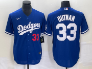 Wholesale Cheap Men's Los Angeles Dodgers #33 James Outman Number Blue Cool Base Stitched Jersey