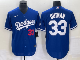 Wholesale Cheap Men\'s Los Angeles Dodgers #33 James Outman Number Blue Cool Base Stitched Jersey