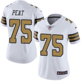 Wholesale Cheap Nike Saints #75 Andrus Peat White Women\'s Stitched NFL Limited Rush Jersey