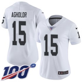 Wholesale Cheap Nike Raiders #15 Nelson Agholor White Women\'s Stitched NFL 100th Season Vapor Untouchable Limited Jersey