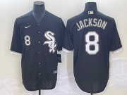 Wholesale Cheap Men's Chicago White Sox #8 Bo Jackson Number Black Cool Base Stitched Jersey