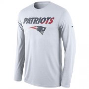Wholesale Cheap Men's New England Patriots Nike White Legend Staff Practice Long Sleeves Performance T-Shirt