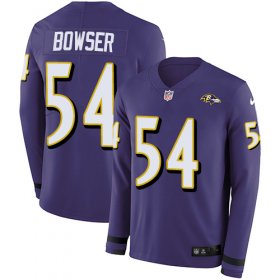 Wholesale Cheap Nike Ravens #54 Tyus Bowser Purple Team Color Men\'s Stitched NFL Limited Therma Long Sleeve Jersey