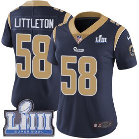Wholesale Cheap Nike Rams #58 Cory Littleton Navy Blue Team Color Super Bowl LIII Bound Women\'s Stitched NFL Vapor Untouchable Limited Jersey
