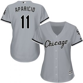 Wholesale Cheap White Sox #11 Luis Aparicio Grey Road Women\'s Stitched MLB Jersey