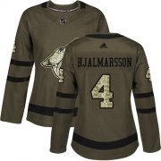 Wholesale Cheap Adidas Coyotes #4 Niklas Hjalmarsson Green Salute to Service Women's Stitched NHL Jersey