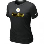 Wholesale Cheap Women's Nike Pittsburgh Steelers Authentic Logo T-Shirt Black