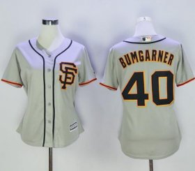 Wholesale Cheap Giants #40 Madison Bumgarner Grey Women\'s Road 2 Stitched MLB Jersey