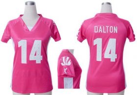 Wholesale Cheap Nike Bengals #14 Andy Dalton Pink Draft Him Name & Number Top Women\'s Stitched NFL Elite Jersey