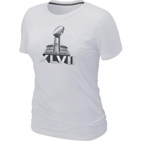 Wholesale Cheap Women\'s NFL Super Bowl XLVII Logo T-Shirt White