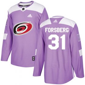 Wholesale Cheap Adidas Hurricanes #31 Anton Forsberg Purple Authentic Fights Cancer Stitched Youth NHL Jersey