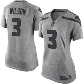 Wholesale Cheap Nike Seahawks #3 Russell Wilson Gray Women\'s Stitched NFL Limited Gridiron Gray Jersey