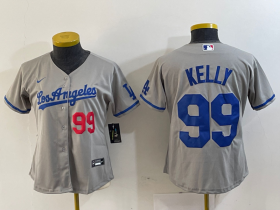 Cheap Women\'s Los Angeles Dodgers #99 Joe Kelly Number Grey With Los Stitched Cool Base Nike Jerseys