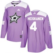 Wholesale Cheap Adidas Stars #4 Miro Heiskanen Purple Authentic Fights Cancer Youth Stitched NHL Jersey