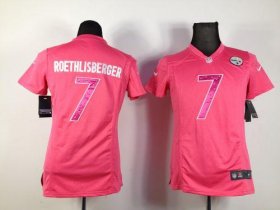 Wholesale Cheap Nike Steelers #7 Ben Roethlisberger Pink Sweetheart Women\'s Stitched NFL Elite Jersey