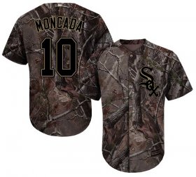 Wholesale Cheap White Sox #10 Yoan Moncada Camo Realtree Collection Cool Base Stitched Youth MLB Jersey