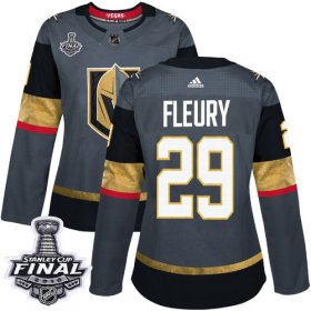 Wholesale Cheap Adidas Golden Knights #29 Marc-Andre Fleury Grey Home Authentic 2018 Stanley Cup Final Women\'s Stitched NHL Jersey