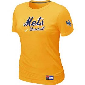 Wholesale Cheap Women\'s New York Mets Nike Short Sleeve Practice MLB T-Shirt Yellow