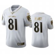 Wholesale Cheap Baltimore Ravens #81 Hayden Hurst Men's Nike White Golden Edition Vapor Limited NFL 100 Jersey