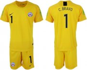 Wholesale Cheap Chile #1 C.Bravo Yellow Goalkeeper Soccer Country Jersey