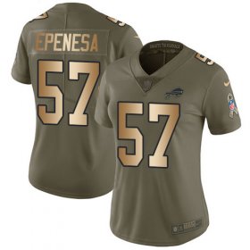 Wholesale Cheap Nike Bills #57 A.J. Epenesas Olive/Gold Women\'s Stitched NFL Limited 2017 Salute To Service Jersey