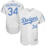 Wholesale Cheap Dodgers #34 Fernando Valenzuela White Flexbase Authentic Collection Father's Day Stitched MLB Jersey