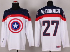 Wholesale Cheap Olympic Team USA #27 Ryan McDonagh White Captain America Fashion Stitched NHL Jersey