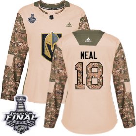 Wholesale Cheap Adidas Golden Knights #18 James Neal Camo Authentic 2017 Veterans Day 2018 Stanley Cup Final Women\'s Stitched NHL Jersey