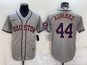Wholesale Cheap Men\'s Houston Astros #44 Yordan Alvarez Grey With Patch Stitched MLB Cool Base Nike Jersey