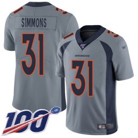 Wholesale Cheap Nike Broncos #31 Justin Simmons Gray Men\'s Stitched NFL Limited Inverted Legend 100th Season Jersey