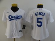 Wholesale Cheap Women's Los Angeles Dodgers #5 Corey Seager White Stitched MLB Cool Base Nike Jersey