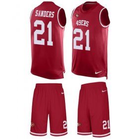 Wholesale Cheap Nike 49ers #21 Deion Sanders Red Team Color Men\'s Stitched NFL Limited Tank Top Suit Jersey