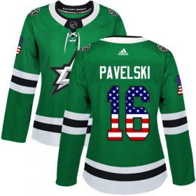 Cheap Adidas Stars #16 Joe Pavelski Green Home Authentic USA Flag Women\'s Stitched NHL Jersey