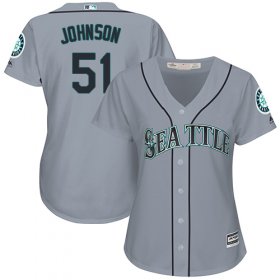 Wholesale Cheap Mariners #51 Randy Johnson Grey Road Women\'s Stitched MLB Jersey