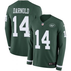 Wholesale Cheap Nike Jets #14 Sam Darnold Green Team Color Men\'s Stitched NFL Limited Therma Long Sleeve Jersey