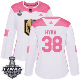 Wholesale Cheap Adidas Golden Knights #38 Tomas Hyka White/Pink Authentic Fashion 2018 Stanley Cup Final Women\'s Stitched NHL Jersey