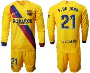 Wholesale Cheap Barcelona #21 F.De Jong Away Long Sleeves Soccer Club Jersey