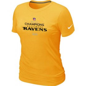 Wholesale Cheap Women\'s Nike Baltimore Ravens 2012 AFC Conference Champions Trophy Collection Long T-Shirt Yellow