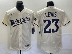 Wholesale Cheap Men\'s Minnesota Twins #23 Royce Lewis Cream Flex Base Stitched Baseball Jersey