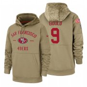 Wholesale Cheap San Francisco 49ers #9 Robbie Gould Nike Tan 2019 Salute To Service Name & Number Sideline Therma Pullover Hoodie