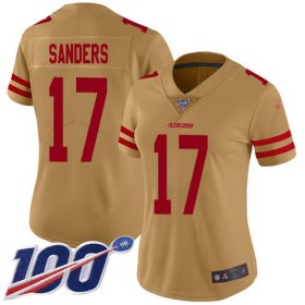 Wholesale Cheap Nike 49ers #17 Emmanuel Sanders Gold Women\'s Stitched NFL Limited Inverted Legend 100th Season Jersey