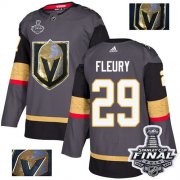 Wholesale Cheap Adidas Golden Knights #29 Marc-Andre Fleury Grey Home Authentic Fashion Gold 2018 Stanley Cup Final Stitched NHL Jersey