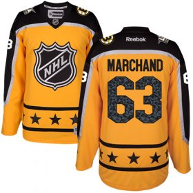 Wholesale Cheap Bruins #63 Brad Marchand Yellow 2017 All-Star Atlantic Division Women\'s Stitched NHL Jersey
