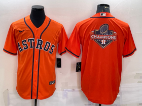 Wholesale Cheap Men\'s Houston Astros Orange Champions Big Logo Stitched MLB Cool Base Nike Jersey