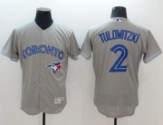 Wholesale Cheap Blue Jays #2 Troy Tulowitzki Grey Flexbase Authentic Collection Stitched MLB Jersey