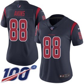 Wholesale Cheap Nike Texans #88 Jordan Akins Navy Blue Women\'s Stitched NFL Limited Rush 100th Season Jersey
