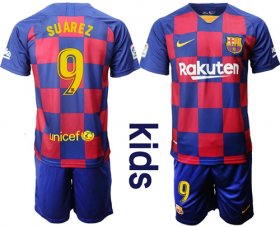 Wholesale Cheap Barcelona #9 Suarez Home Kid Soccer Club Jersey