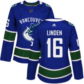 Wholesale Cheap Adidas Canucks #16 Trevor Linden Blue Home Authentic Women\'s Stitched NHL Jersey